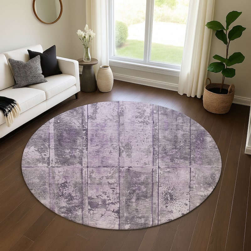 Premium Washable Super Soft Modern Panel Mayfield Rug - Purple - 8' x 8'