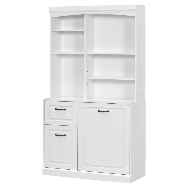 Bathroom Storage Cabinet with Tilt-Out Hamper, 70.9'' Tall Free Standing Organizer with Drawers & Adjustable Shelves