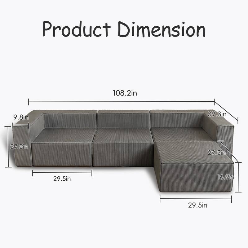 Module Corduroy Compression with Ottoman Sofas