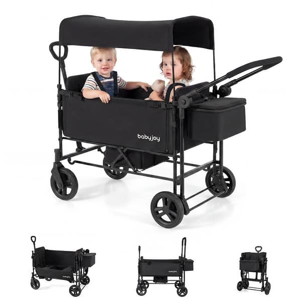 slide 2 of 21, Babyjoy Foldable Wagon Stroller ,Baby Stroller with Removable - See Details Black