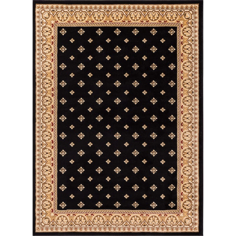 Well Woven Barclay Hudson Terrace Fleur De Lis Traditional Area Rug - 3' 11" x 5' 3" - Black - Rectangle