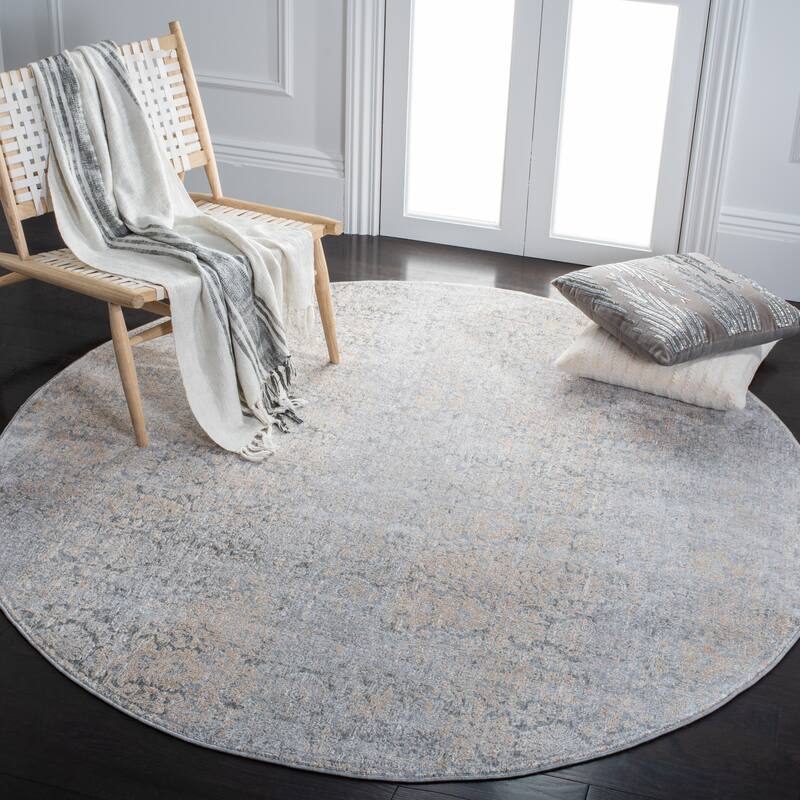 SAFAVIEH Webster Kadi Vintage Rug - 6'7" Round - Grey/Beige