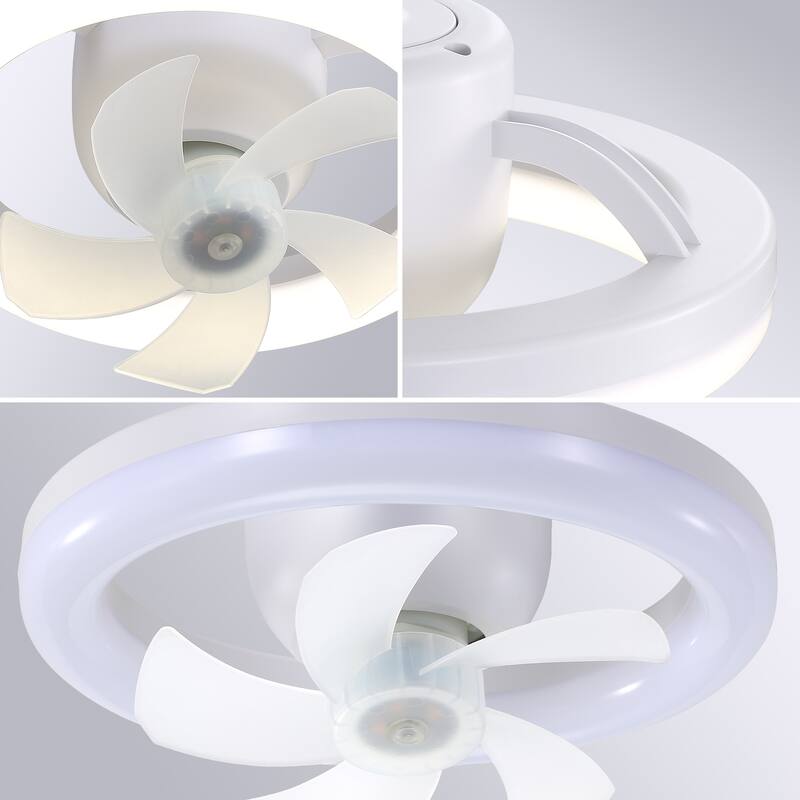 Enclosed Ceiling Fan Light with 3 Color Light Adjustment and 5 Blades, 3 Speed Fan Control for Bedroom and Lounge Area