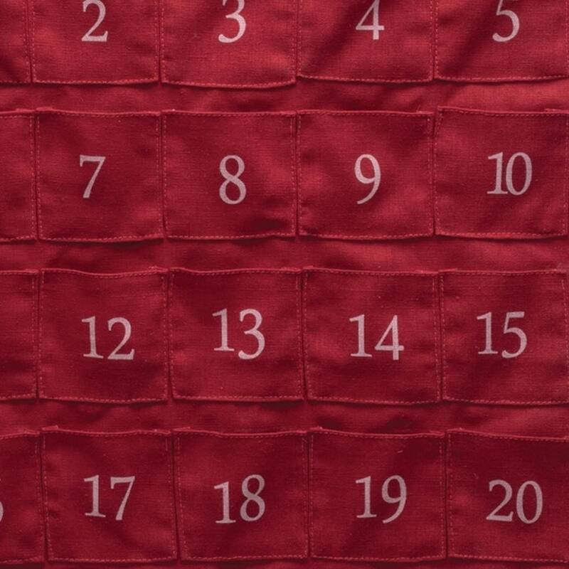 HomeRoots 35" X 17" Red And White Christmas Advent Calendar Let it Snow Wood Hanging Wall Decor
