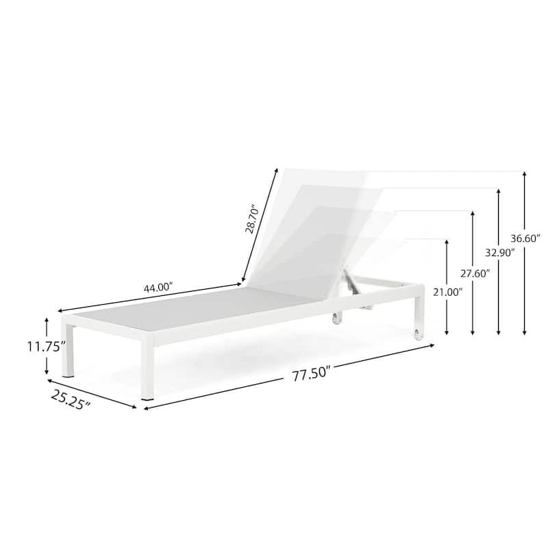 Christopher Knight Home Lucas Outdoor Aluminum Adjustable Chaise Lounge with Wheels，All Weather Use(Set of 2)
