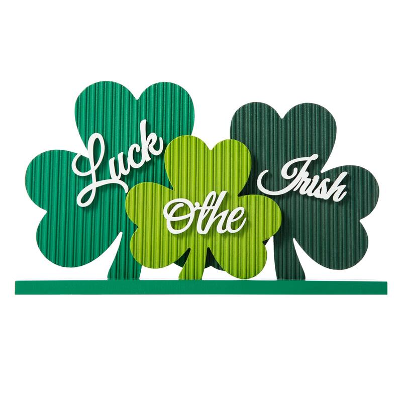Glitzhome 16"L St. Patrick's Wooden Shamrocks Table decor