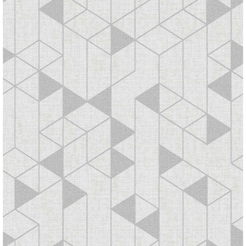 A-Street Prints Fairbank Silver Linen Geometric Wallpaper