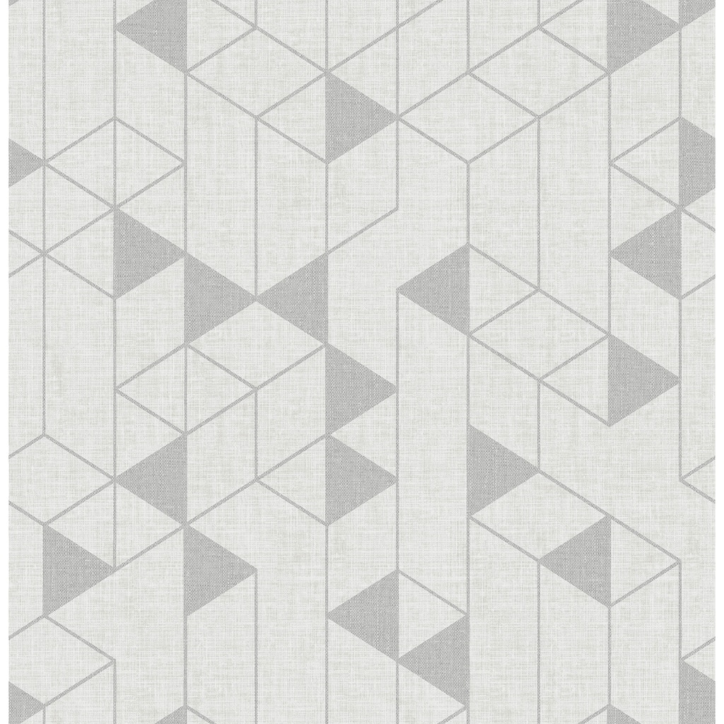 A-Street Prints Fairbank Silver Linen Geometric Wallpaper