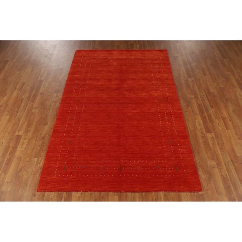 Hand Knotted Oriental 100% Wool Carpet Tribal Tribal Oranges & Rust Gabbeh Area Rug - 8' 0'' X 5' 0''
