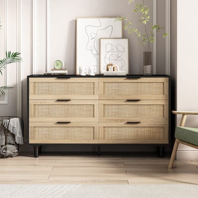 6-Drawers Rattan Storage Cabinet Rattan Drawer