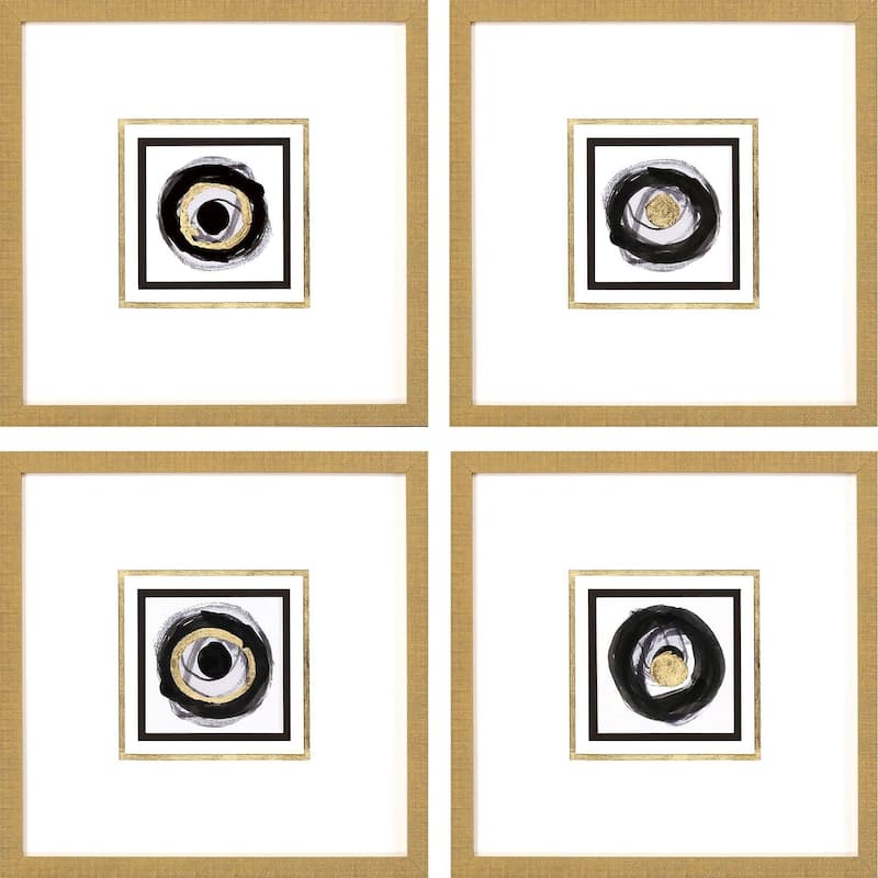 White Black Gold S/4 Framed Art Under Glass - 20 X 20 X 2