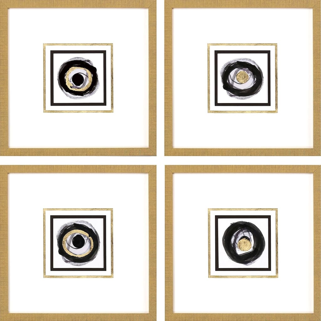 White Black Gold S/4 Framed Art Under Glass