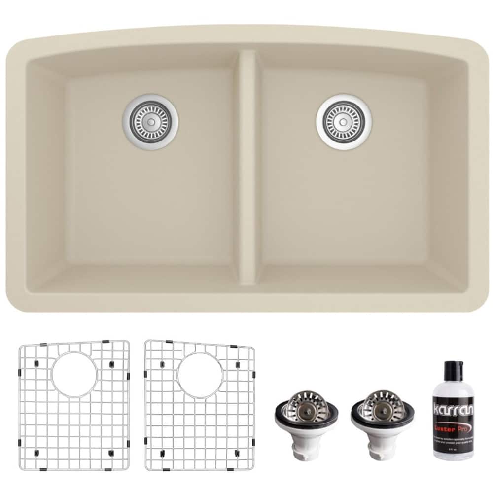 Karran USA QU-710-PK1 Quartz QU 32" Undermount Double Basin Quartz
