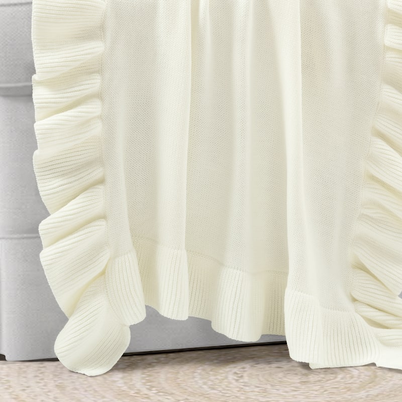 Lush Decor Reyna Soft Knitted Ruffle Baby/Toddler All-Season Blanket - 40" x 30"