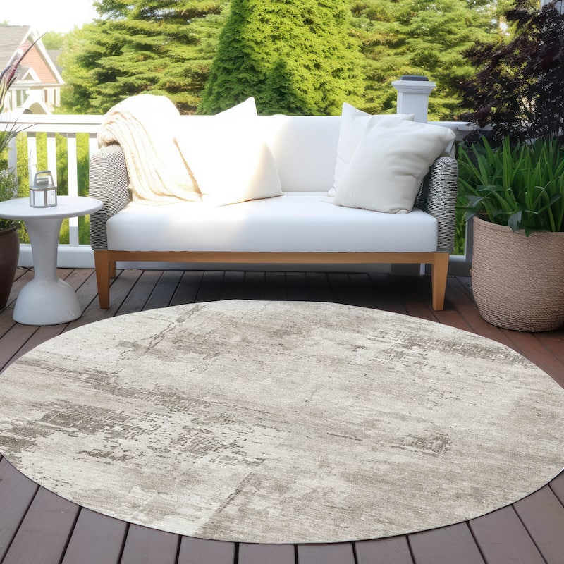 Machine Washable Indoor/ Outdoor Abstract Modern Chantille Rug