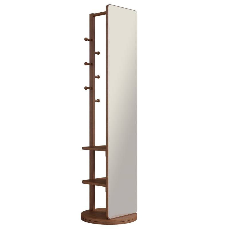 360°Rotating Multifunctional Coat Rack with Full Length Mirror and Hook