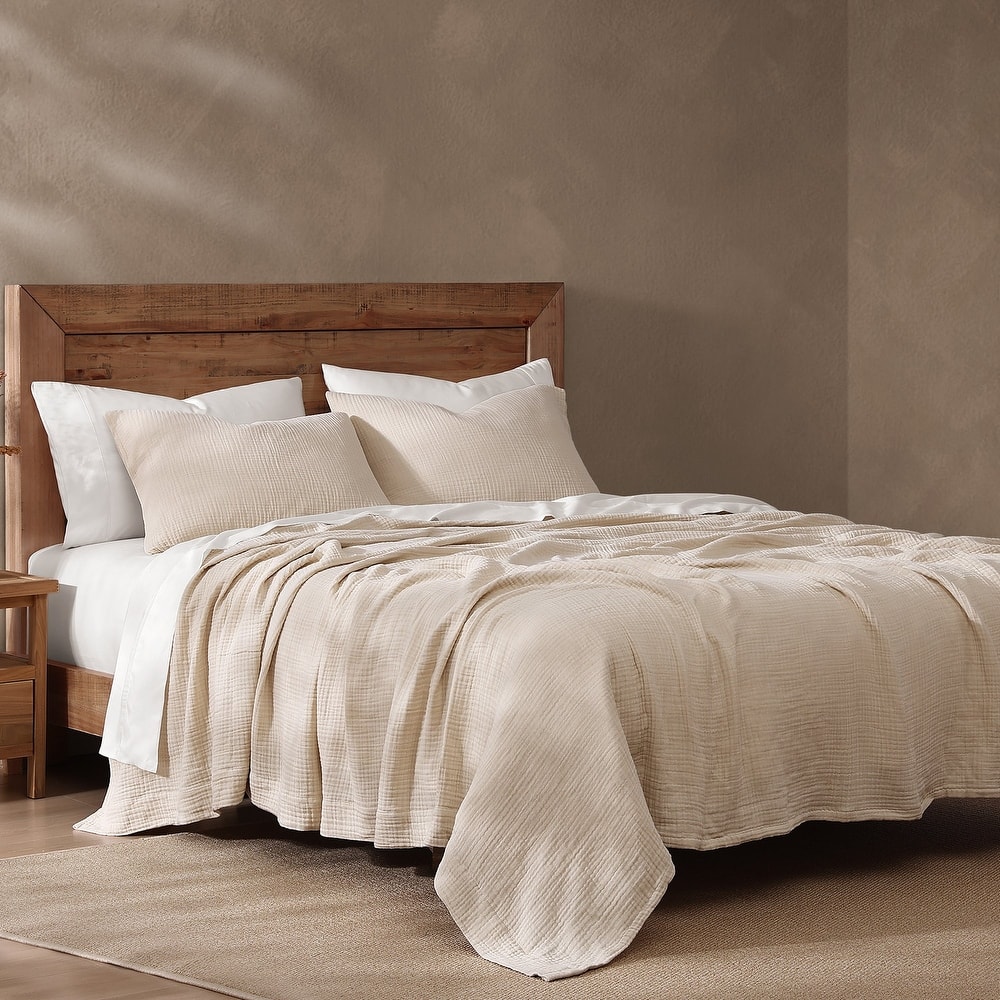 HiEnd Accents 100% Cotton Voile Muslin Gauze Soft and Lightweight 3 Piece Blanket Set