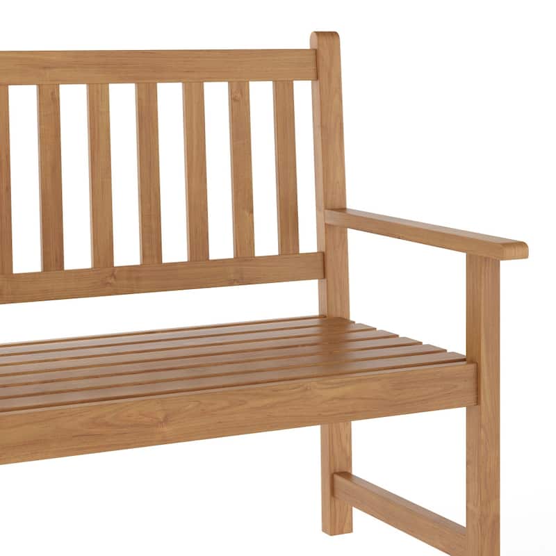 Commercial Indoor/Outdoor 2-Person Patio Acacia Wood Bench Loveseat