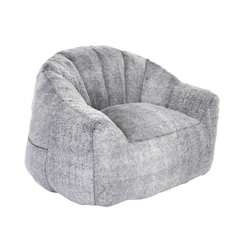 Faux Fur Shell-Shaped Bean Bag Chair, Oversized Adults Bean Bag Sofa, Bean Bag Lazy Chair with Armrests for Gaming, Reading