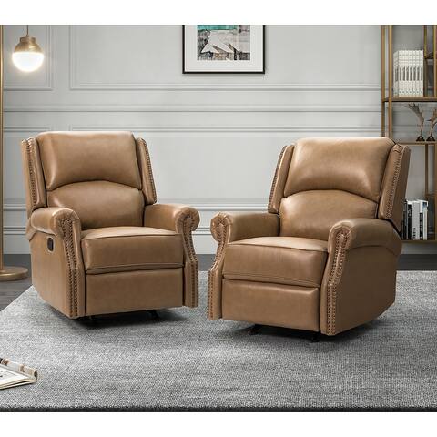 Ilario 32.67'' Wide Genuine Leather Manual Rocker Recliner, Set of 2