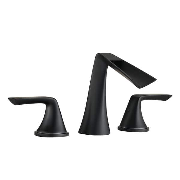 slide 4 of 6, Proox 3 Holes Deck Mount Waterfall Dual Bathroom Faucet Matte Black