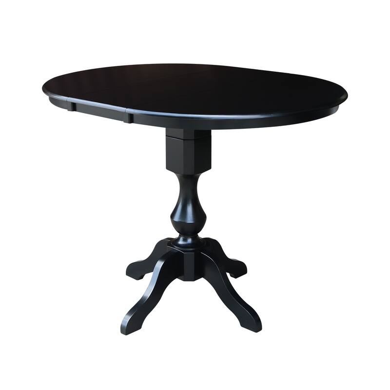 36" Round Counter Height Extension Table with 12" Leaf and 4 Stools