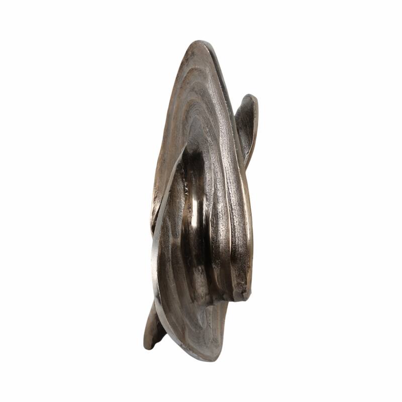 Metal Sculpture with Abstract Swirl Metallic Finish Accent - 10" Gold - 10" x 4" x 10"