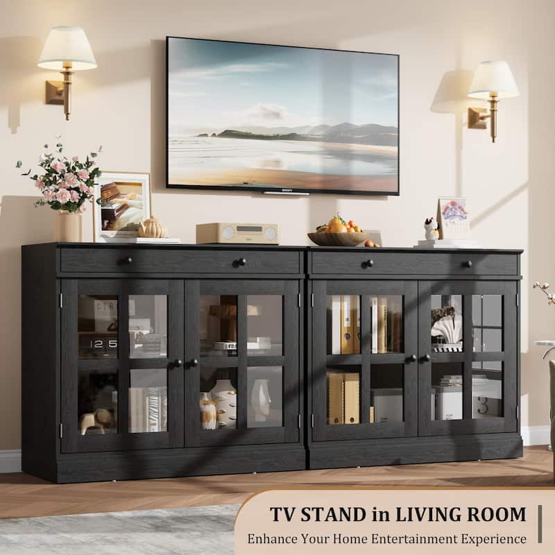 35.4" Sideboard Buffet Cabinets with Glass Door