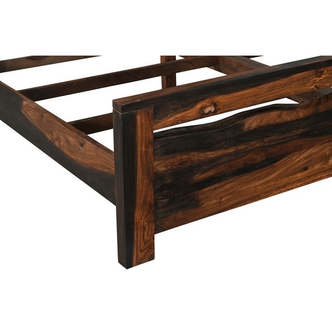Dark Brown Live Edge Solid Wood Queen Bed Frame