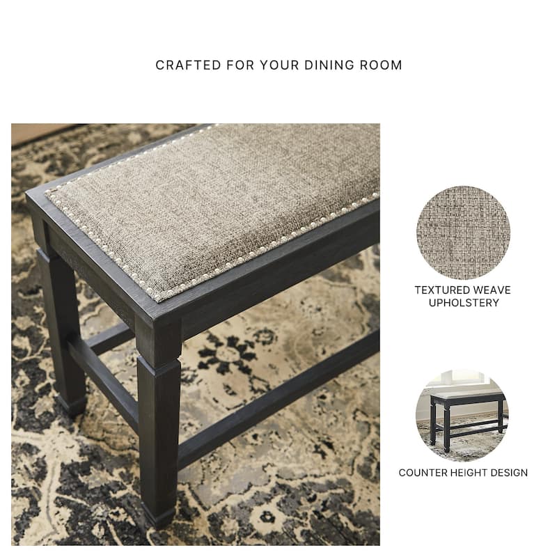 Signature Design by Ashley Tyler Creek Antique Black Upholstered Counter Height Bench
