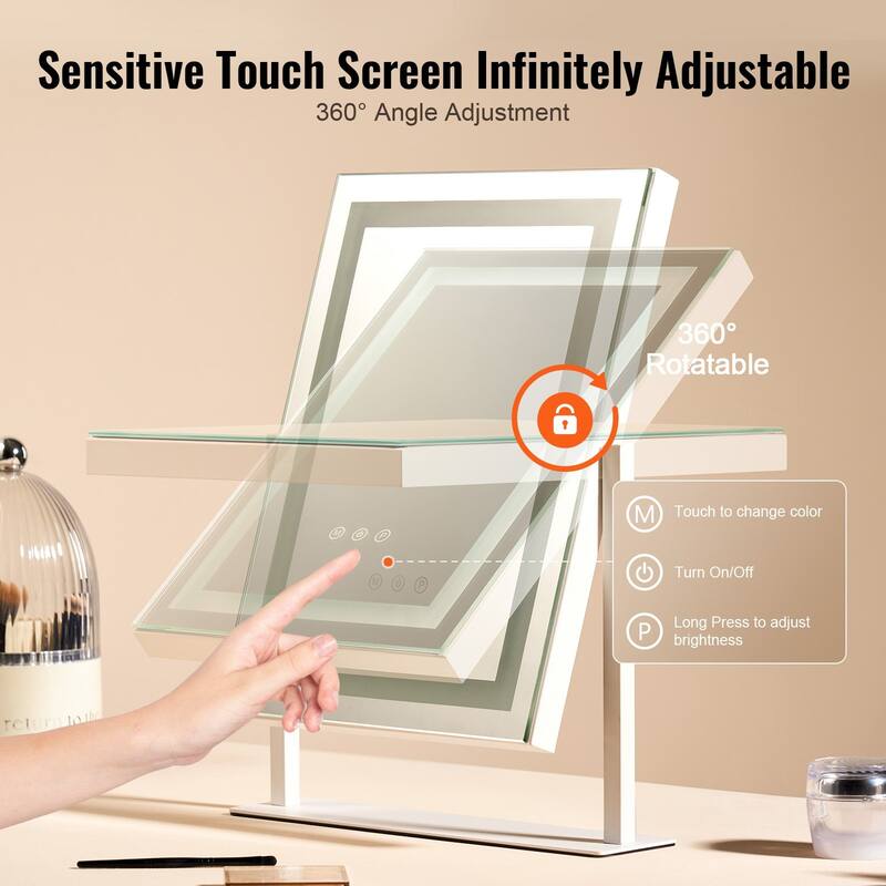 5 x Magnification Color Lighted Makeup Mirror with Charging Outlet and 2 Suction Cups