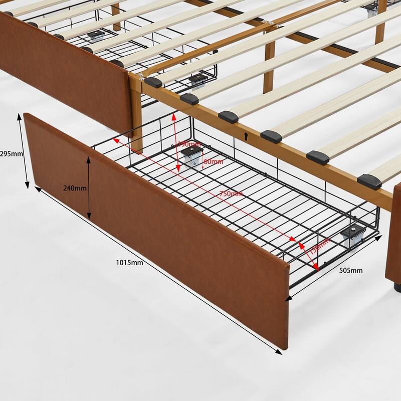 Classic Metal Platform bed with Four drawers