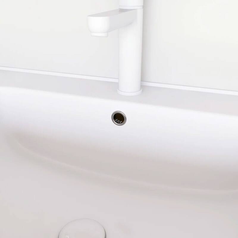 Wall-Mounted Bathroom Vanity with White Ceramic Sink