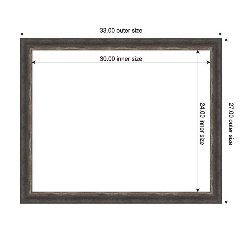 Amanti Art Bark Rustic Char Narrow Framed Dry Erase Magnetic Board - 33 x 27 in