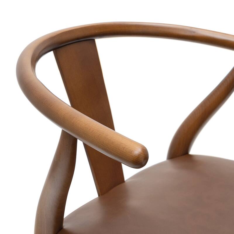 Poly & Bark Lev Vegan Leather Dining Chair with Solid Wood Frame (Set of 2)