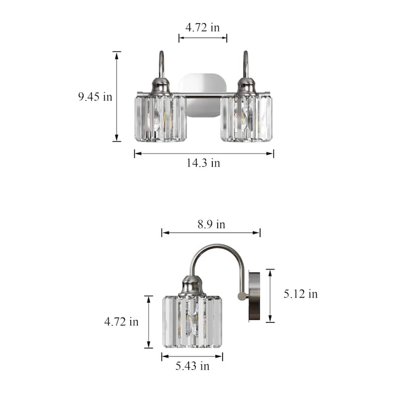 ExBrite Modern Rose Gold Dimmable Bathroom Crystal Vanity Lights