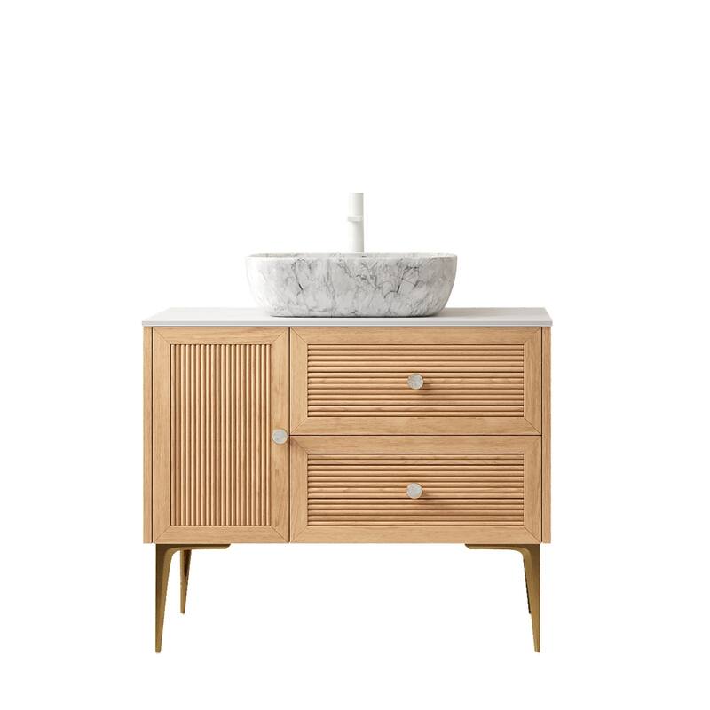 Freestanding Bathroom Vanity with Rectangular Ceramic Basin