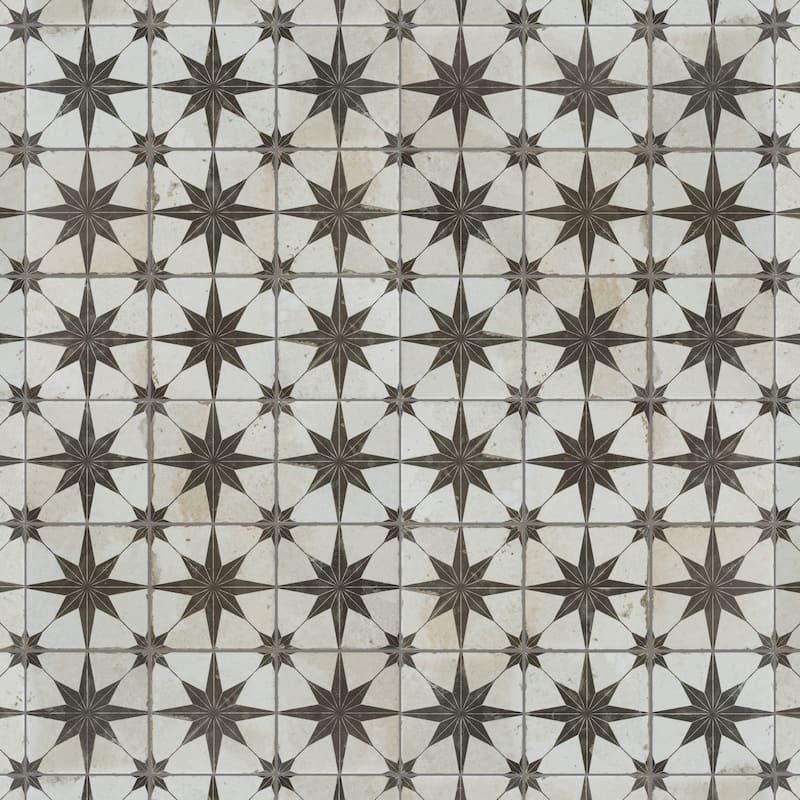 Merola Tile Harmonia Kings Star Nero 13" x 13" Ceramic Floor and Wall Tile - Sample swatch