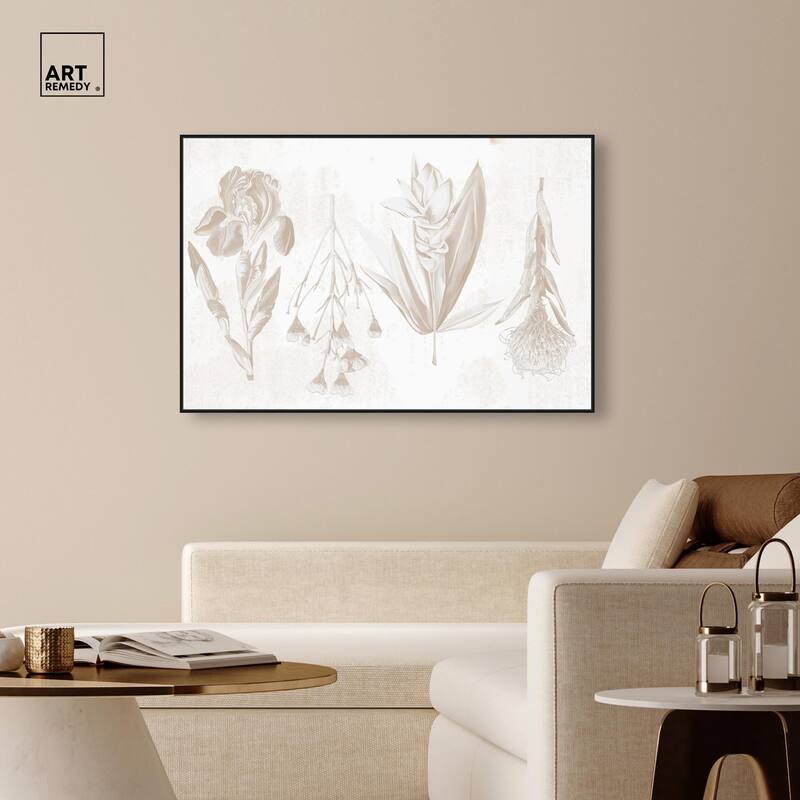 White Pressed Flora Canvas by Art Remedy