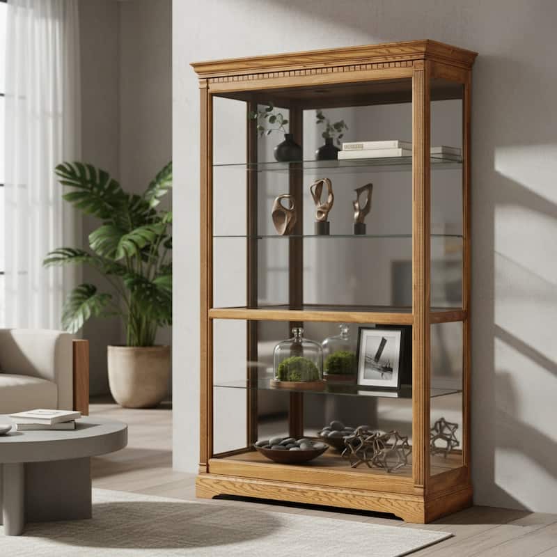 Howard Miller Parkview 5-Shelf Solid Wood Light Brown Curio Cabinet - Brown