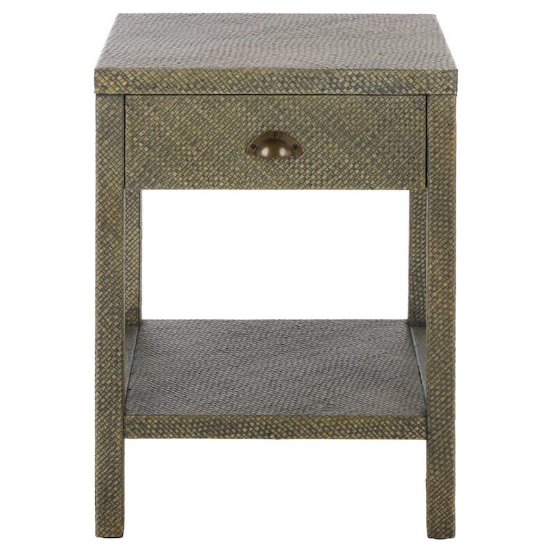 SAFAVIEH Home Epke 1-Drawer 1-Shelf Accent Table - 17"W x 15"D x 24"H - Turquoise
