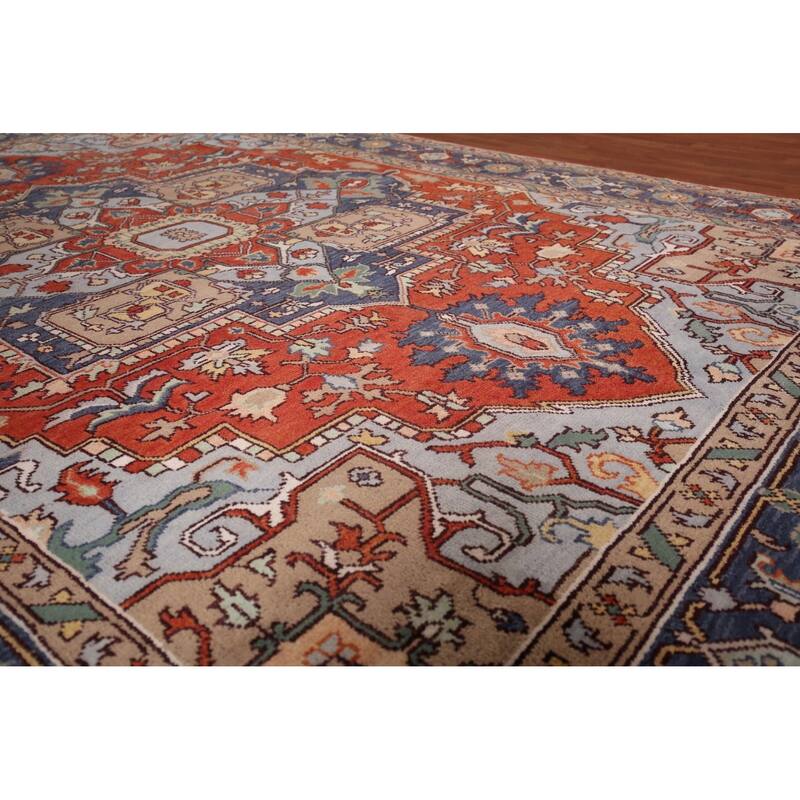 Orange Heriz Serapi Oriental Area Rug Hand-Knotted Wool Carpet - 8'7"x 12'0"