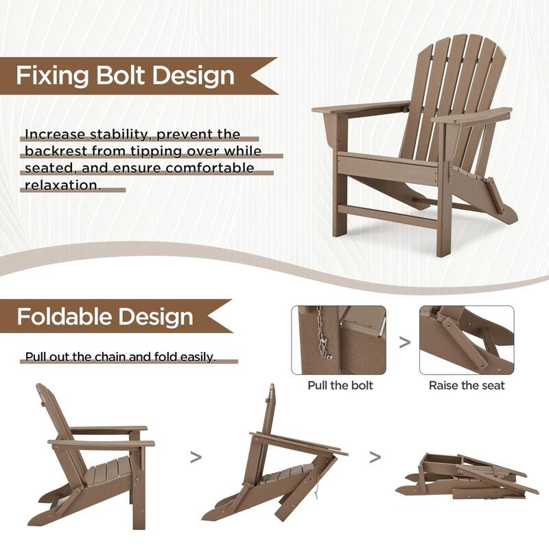 EROMMY Durable Adirondack Chair,Patio Chairs, Fire Pit Chairs, All-Weather Resistant, Suitable for Backyard, Patio, Camping