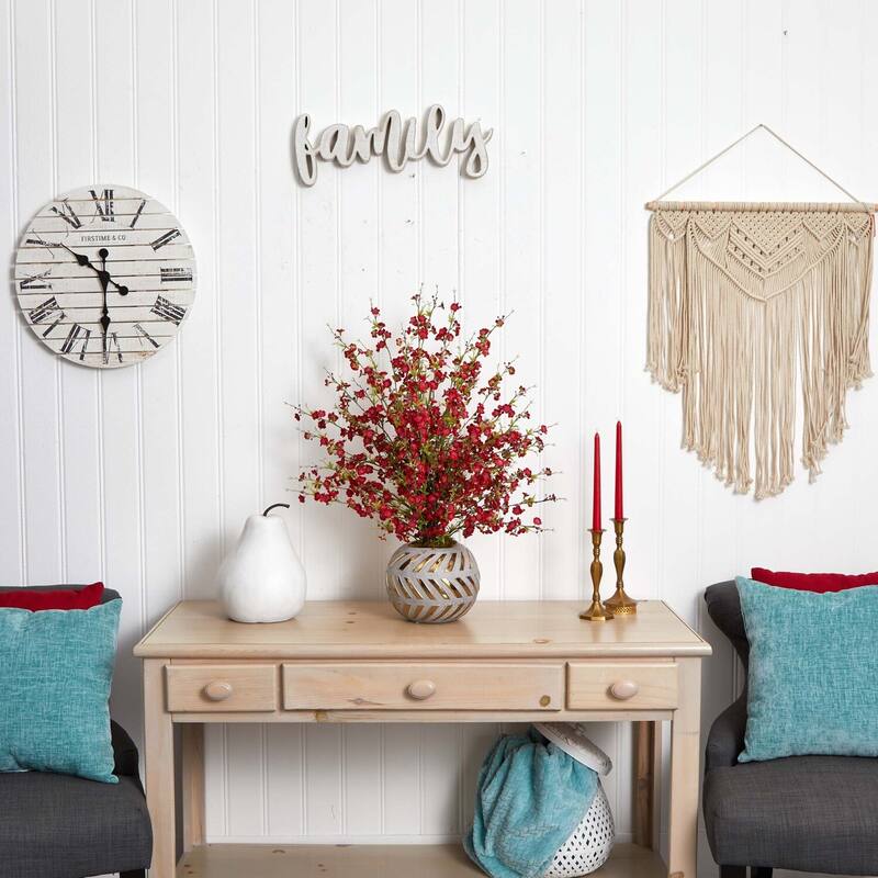 Silk Spathiphyllum Plant - 26" Southwestern Decor, Baroque Basket, Realistic Faux Plant, No Assembly - Red - 30