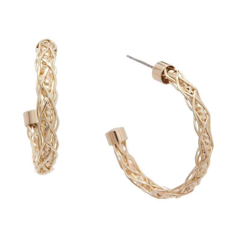Juvell Gold Plated Brass Braided Hoop Earrings - N/A