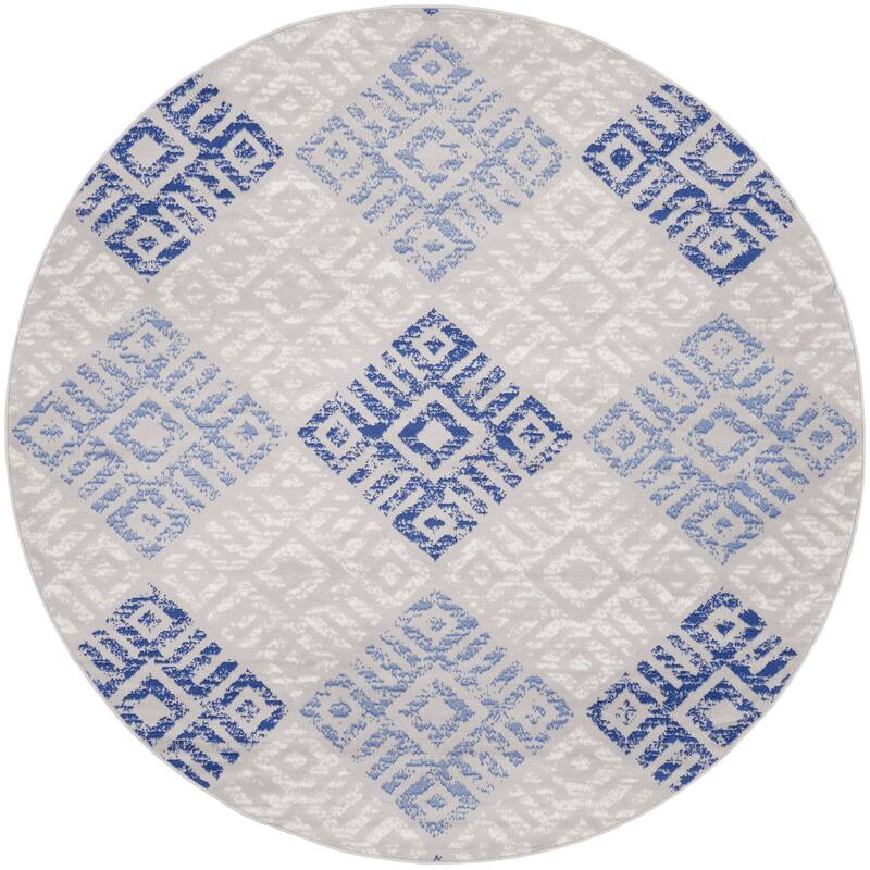 Nourison Whimsicle Boho Geometric Grey Blue Area Rug