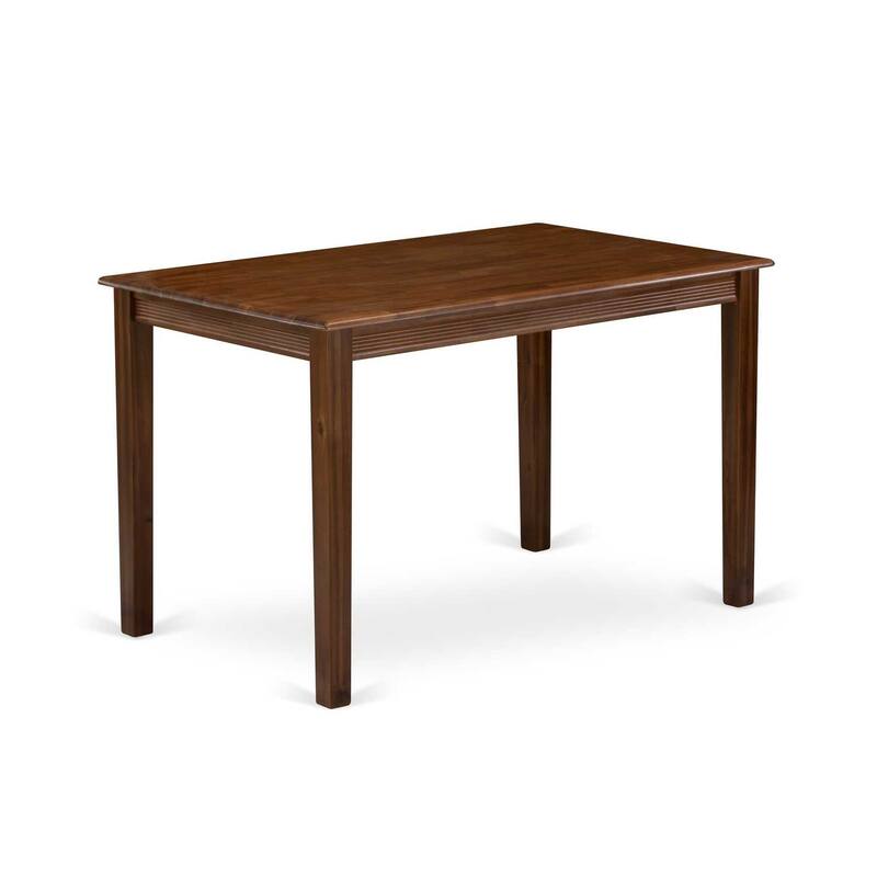 5-Piece Antique Walnut Finish Solid Wood Top - Rectangular Dining Room Set - Seats 4