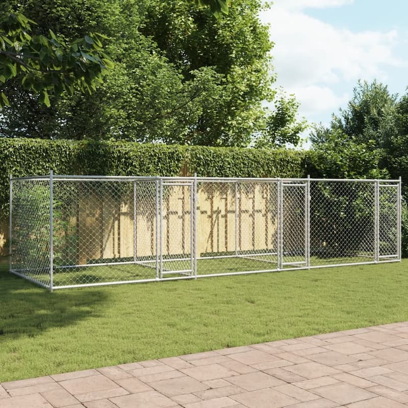 vidaXL Dog Cage Grey Galvanized Steel Durable Dog Cage