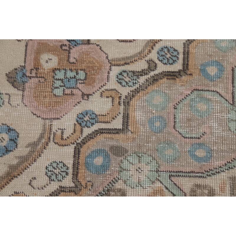 Beige / Ivory Medallion Tabriz Persian Rug Hand-Knotted Wool Carpet - 8'0"x 11'4"