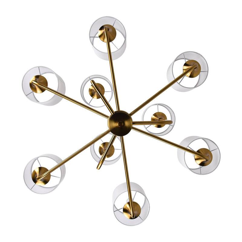 9-Light White Cylinder Shade Chandelier with Adjustable Chain